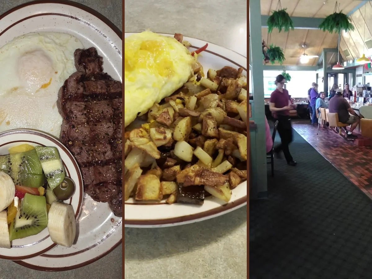 Casual diner tables with warm booth seating.